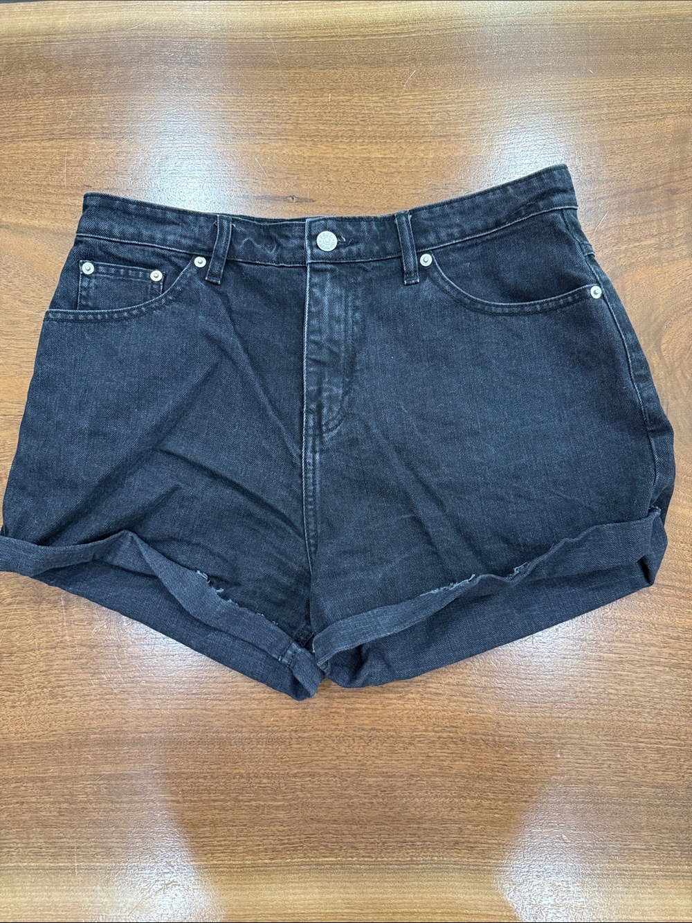 Black Women's High-Rise Denim Shorts